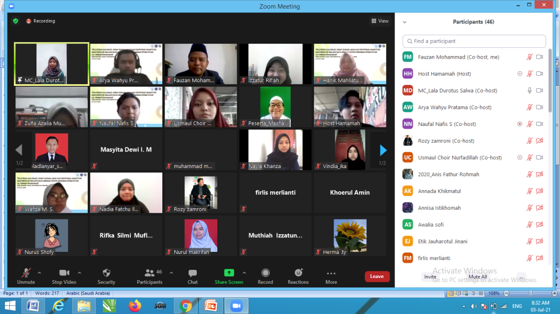 Arabic Literature Department Held a Training for the Development of Interactive Arabic Language Tests for the Alumni