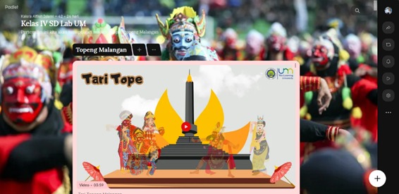 PADLET TOPENG MALANGAN: Implementasi Pembelajaran Berbasis Digital Literacy melalui Kearifan Lokal pada Mata Pelajaran Bahasa Indonesia di SD Laboratorium Universitas Negeri Malang