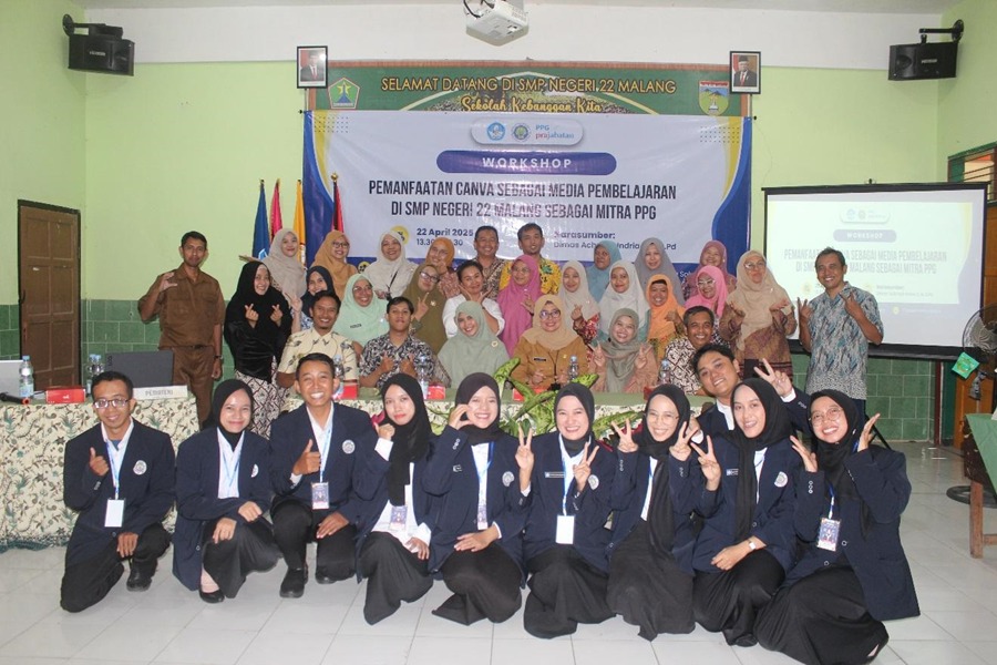 PPG UM dan SMPN 22 Malang Perkuat Kemitraan melalui Workshop Pemanfaatan Canva sebagai Media Pembelajaran